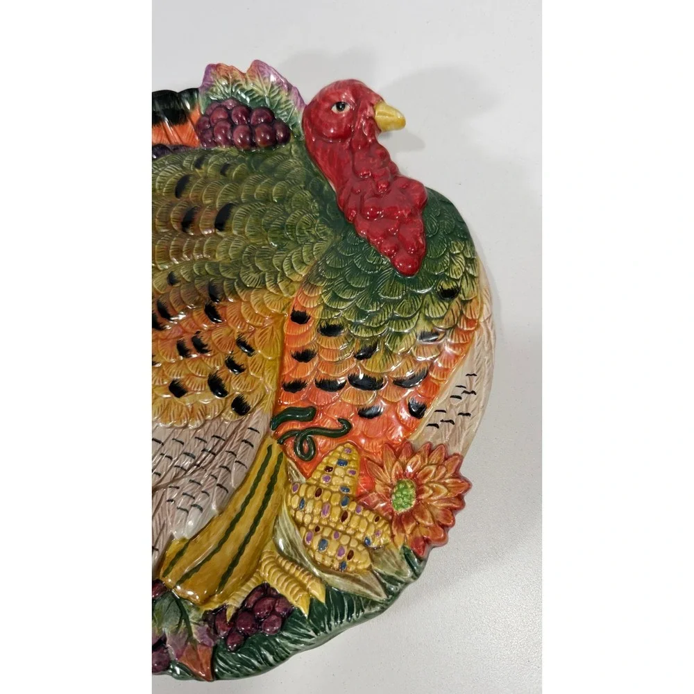 Fitz and Floyd Classics Harvest Heritage Turkey Plate Thanksgiving Ceramic Decor